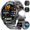 LIGE Smartwatch Uomo Militare 1000mAh, 1.75HD con Torcia LED, Nero Antracite | Bluetooth Chiamate, 110+ Modalità Sportive, IP68 Impermeabile Cardiofrequenzimetro per Sonno Android iOS
