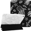 NITITOP Cover per iPad Air 6, iPad Air 5/4 Marini Motivo, Bianco Pesce | para iPad Air 11 M2 (6a Gen 2024) e iPad Air 10,9 (5a/4a Gen 2022/2020), Carina Animalier , con Portapenne, Triplo Supporto
