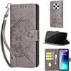 SIENIANLINE Cover per Xiaomi Redmi 14C / A3 Pro custodia portafoglio Farfalla Grigio | 3 scomparti carte, 1 tasca banconote, Chiusura magnetica, Supporto, Pelle PU flip cover per Xiaomi Poco M7 / C75