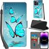 PHINIENLAND Cover per iPhone 14 Pro Max custodia portafoglio Turquoise | 3 scomparti carte, 1 tasca banconote, Chiusura magnetica, Supporto, Pelle PU flip cover per iPhone 14 Pro Max
