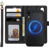 XTCASE Cover Portafoglio Pelle Magnetica per iPhone XR, Nero | Custodia Flip Libro PU Premium [Rimovibile 2 in 1] [Compatibile con Magsafe] [Slot per Scheda] [Chiusura Magnetica], Nero