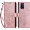 SIENIANLINE Cover per Oppo A54 / A74 5G custodia portafoglio Oro Rosa | 3 scomparti carte, 1 tasca banconote, Chiusura magnetica, Supporto, Pelle PU flip cover per Oppo A93 / A93s 5G