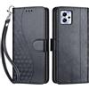 SIENIANLINE Cover per Motorola Moto G13 / G23 custodia portafoglio Nero | 3 scomparti carte, 1 tasca banconote, Chiusura magnetica, Supporto, Pelle PU flip cover per Moto G13 / G53