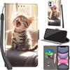 PHINIENLAND Cover per iPhone 11 custodia portafoglio Gatto | 3 scomparti carte, 1 tasca banconote, Chiusura magnetica, Supporto, Pelle PU flip cover per iPhone 11