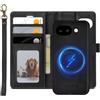 XTCASE Cover Portafoglio Pelle Magnetica per Google Pixel 10A, Nero | Custodia Flip Libro PU Premium [Rimovibile 2 in 1] [Compatibile con Magsafe] [Slot per Scheda] [Chiusura Magnetica], Nero
