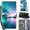 PHINIENLAND Cover per iPhone 16 Pro Max custodia portafoglio Aurora | 3 scomparti carte, 1 tasca banconote, Chiusura magnetica, Supporto, Pelle PU flip cover per iPhone 16 Pro Max