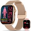 BANLVS 2026 Nuovo Smartwatch Donna Salute, ECG/HRV/BMI,1,96 AMOLED Display, Oro | Orologio Fitness con Pressione Sanguigna, 24H Frequenza Cardiaca SpO2 Sonno, 140+ Modalità Sport, Temperatura, Android iOS