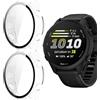GIOPUEY Cover Compatibile con Garmin Forerunner 170 Music, [2 Pezzi] Pellicola Protettiva Vetro + Cornice in Plastica Rigida Custodia - Transparent+Transparent