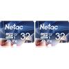 Netac 32Go Scheda Micro SD, Scheda di Memoria A1, U1, C10, V10, FHD, 600X, UHS-I Velocità fino a 90/10 MB/sec(R/W) Micro SD Card per Telefono, Videocamera, Switch, Tablet (Confezione da 2)