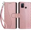 SIENIANLINE Cover per Oppo A53 / A53s / A32 4G custodia portafoglio Cubo - Oro Rosa | 3 scomparti carte, 1 tasca banconote, Chiusura magnetica, Supporto, Pelle PU flip cover per Oppo A53 / A53s