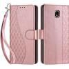 SIENIANLINE Cover per Samsung Galaxy J3 2017 custodia portafoglio Cubo - Oro Rosa | 3 scomparti carte, 1 tasca banconote, Chiusura magnetica, Supporto, Pelle PU flip cover per Samsung J3 2017