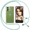 ISOI Cover con Cordino per Motorola G06, Custodia Trasparente con Collana Tracolla Laccio Collo Ultra Sottile Morbido TPU Silicone Antiurto AntiGraffio Case， Verde