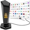 QGClearSO Antenna TV Interna, Antenna Tv Interna Potente | Ricezione 360° fino a 600 km con Base Magnetica,Supporto HD/4K/1080,adatta per la ricezione di canali locali
