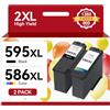 Economink Multipack Cartucce PG-595XL / CL-586XL per Canon 595 586, Fino a 2.260 Pagine - per PIXMA TS7650i TS7640i TS7740i TS7750i TS4150i TS6550i TS7550i