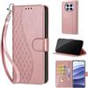 SIENIANLINE Cover per Redmi Note 14 Pro 4G/5G custodia portafoglio Cubo - Oro Rosa | 3 scomparti carte, 1 tasca banconote, Chiusura magnetica, Supporto, Pelle PU flip cover per Xiaomi Poco X7