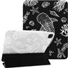NITITOP Cover per iPad Pro 6/5/4/3 Marini Motivo, Bianco Pesce | para iPad Pro 12,9 (6a/5a/4a/3a Gen 2022/2021/2020/2018) , Carina Animalier , con Portapenne, Triplo Supporto