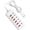 Leloco Stazione di ricarica USB da 66 W, caricatore multiplo a 12 porte (6 USB-C e 6 USB-A), ciabatta con luce notturna, hub di ricarica multiporta per più dispositivi, compatibile con iPhone, Samsung