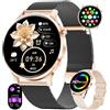HIRREO Smartwatch Donna, 1.32 AMOLED Orologio Intelligente Donna, Chiamate Bluetooth, 100+ Modalità Sportive Podometro, Monitoraggio Sonno e Ciclo Mestruale, Smart Watch per Android iOS,Nero