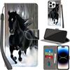 PHINIENLAND Cover per iPhone 14 Pro custodia portafoglio Cavallo nero | 3 scomparti carte, 1 tasca banconote, Chiusura magnetica, Supporto, Pelle PU flip cover per iPhone 14 Pro