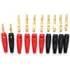 KUOQIY 10 Pezzi 4mm Maschio Connettori a Banana, 20A Altoparlanti Connettori, Banana Spine Impilabili Tipo Vite Senza Solderless, per Cavi, Scatole, Amplificatori, Ricevitori AV Stereo, Oro