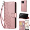 SIENIANLINE Cover per Honor 400 Smart 4G/5G custodia portafoglio Cubo - Oro Rosa | 3 scomparti carte, 1 tasca banconote, Chiusura magnetica, Supporto, Pelle PU flip cover per Honor 400 Smart