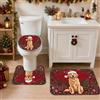 Generic Golden Retriever - Set di 3 tappeti da bagno a tema natalizio con cappello | Ritratto di Golden Retriever, tappetino da bagno per doccia, rami di pino invernale, illustrazione con cappello di Babbo