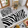 MLSOWM Set di 2 Tappeti da Cucina Stampa Zebra, Tappetini da Cucina Linee In Bianco E Nero, Runner Antiscivolo, Tappetino Assorbente per Ingresso e Corridoi, 50x80cm+50x150cm, In Bianco E Nero