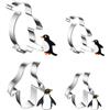 Augesak 4 Pezzi Stampini per Biscotti a Forma di Pinguino, Set di Formine per Biscotti con Animali, Stampi Biscotti per Acciaio Inossidabile, Tagliabiscotti per Decorazioni in Fondente, Dolci di Pasticceria
