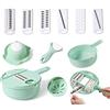 DAZZLEEX Chopper, tagliaverdure, 12 in 1, multifunzione, facile da usare, grattugia, affettatrice per verdure, utensile da cucina multifunzione, verde