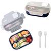 Echehi Scatola per il Pranzo 3 Scomparti 1100ml - Contenitore per Pranzo Bento Pratico e Antivuoto con Cucchiaio e Forchetta Integrati, Lavabile in Lavastoviglie e Microonde. Blu