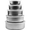 Gettimore Set di 5 ciotole in acciaio inox con coperchio, perfette per la preparazione e la conservazione dei pasti