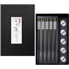 Behogan 5 paia di bacchette in legno riutilizzabili, giapponesi cinesi, lavabili in lavastoviglie, antiscivolo, set regalo per sushi, piatti asiatici (nero)
