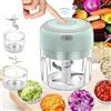 FLZH Tritatutto elettrico per aglio, mini tritatutto portatile, 300 ml, tritatutto per cipolle, frullatore a verdura, robot da cucina wireless per zenzero, peperoncino, frutta, carne, ecc. (verde)