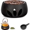 Riisoyu Fornello per teiera in porcellana, fornello in ceramica per teiera, la parete ad anello è cava, design intagliato per riscaldare tè e caffè
