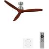 CREATE / WINDSTYLANCE NATURAL WOOD/Ventilatore da soffitto nichel e pale in legno scuro, controller e telecomando / 40W, silenzioso, Ø132 cm, 6 velocità, timer, estate-inverno