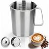 Zourglow Misurino in Acciaio Inox 1L, con Scala di Precisione in ml e oz | Bricco per Latte in Acciaio Inox 304 di Qualità Alimentare con Coperchio, Manico e Filtro per Bar, Caffetteria e Cucina