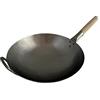 AAF Nommel Wok Padella in acciaio al carbonio martellata a mano, diametro 40 cm, con fondo rotondo doppio manico