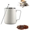 SZJYG Bricco per latte in acciaio inox, 350 ml / 12 oz, colore bianco | Tazze da cappuccino, caffettiera, caffettiera per latte, per cappuccino, espresso, con penna per latte Art