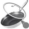 Inqibee Padella wok ibrida in acciaio inox, 28 cm, con coperchio | Con struttura a nido d'ape antiaderente, per induzione, tutti i piani cottura, lavabile in forno e lavastoviglie, senza PFOA