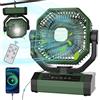 dymuzic Ventilatore ricaricabile con oscillazione automatica, telecomando, timer e luce LED, 20000 mAh 9 pollici 70 ore ventilatore da campeggio per tende
