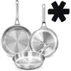 briebe Pure Inox Set Padelle Acciaio Inox Induzione 20-24-28 cm Senza PFOA | Triplo Strato Tri-Ply Senza Rivestimento, Adatte a Tutti i Piani Cottura, Forno e Lavastoviglie