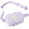 YOOLIFE Marsupio da bambina con lettere, Lilla, T, Contemporaneo | Borsa a tracolla personalizzata per ragazze, 3, 4, 5, 6, 7, 8, 9, 10, 11, 12 anni, regalo per adolescenti, donne, amiche