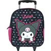 CERDÁ LIFE'S LITTLE MOMENTS Zainetto Trolley Asilo Kuromi Cerdà | Licenza Ufficiale Sanrio | 7L | Scuola Materna | Nero con Patch Gommata, Ruotine e Manico Telescopico