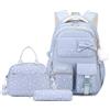 Tanou Zaino per Ragazze Adolescenti 3 Pezzi per Scuola Elementare e Media | Set da Zaini Bambina con Borsa Termica e Astuccio, Borsa Casual Capiente alla Moda per Laptop da 15,6, Blu