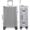 Aoliwei Bagaglio a Mano 100% Alluminio, Argento, Senza Zip, TSA | 100% alluminio robusto senza zip. Doppia serratura TSA, ruote 360° silenziose. Formato cabina approvato (57,5x39,5x22,5cm).