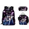 Generisch Penggen KATSEYE - Set di 3 zaini per la scuola, con borsa per il pranzo e astuccio, per ragazze e ragazzi, 42 x 28 x 12 cm, leggero, stile K-Pop, per scuola e tempo libero, 45, media, Zaino
