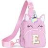 YOOLIFE Borsa a tracolla con lettere e unicorno, idea regalo per ragazze, 3, 4, 5, 6, 7, 8, 9, 10, 11, 12, 13, 14, 15 anni, idea regalo per donne, fidanzate, sorelle, Colore: rosa., E