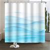 Xiaoterna Tenda da doccia con onde dell'oceano blu Acquerello acqua di mare impermeabile tende da bagno Mare moderno tropicale Resistente alla muffa Decorazione bagno lavabile 180x180cm