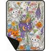 Generic Coperta da colorare per Halloween con 24 pennarelli 130 x 159 cm in velluto | I motivi fantasma lavabili resistenti allo sbiadimento trasformano la decorazione di Halloween in un'attività creativa per