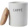 HOMEA Barattolo Porta Caffè con Coperchio 10X13cm - Contenitore in Ceramica per Caffè Macinato o in Grani Moka, Coperchio in Bambù e Guarnizione Ermetica in Silicone, Organizer Cucina Design Moderno Bianco